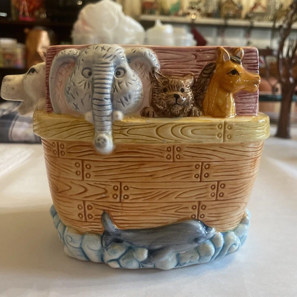Noah's Ark Ceramic Planter Elephant Hippo‎ Bear Horse Dolphin Fish Lion